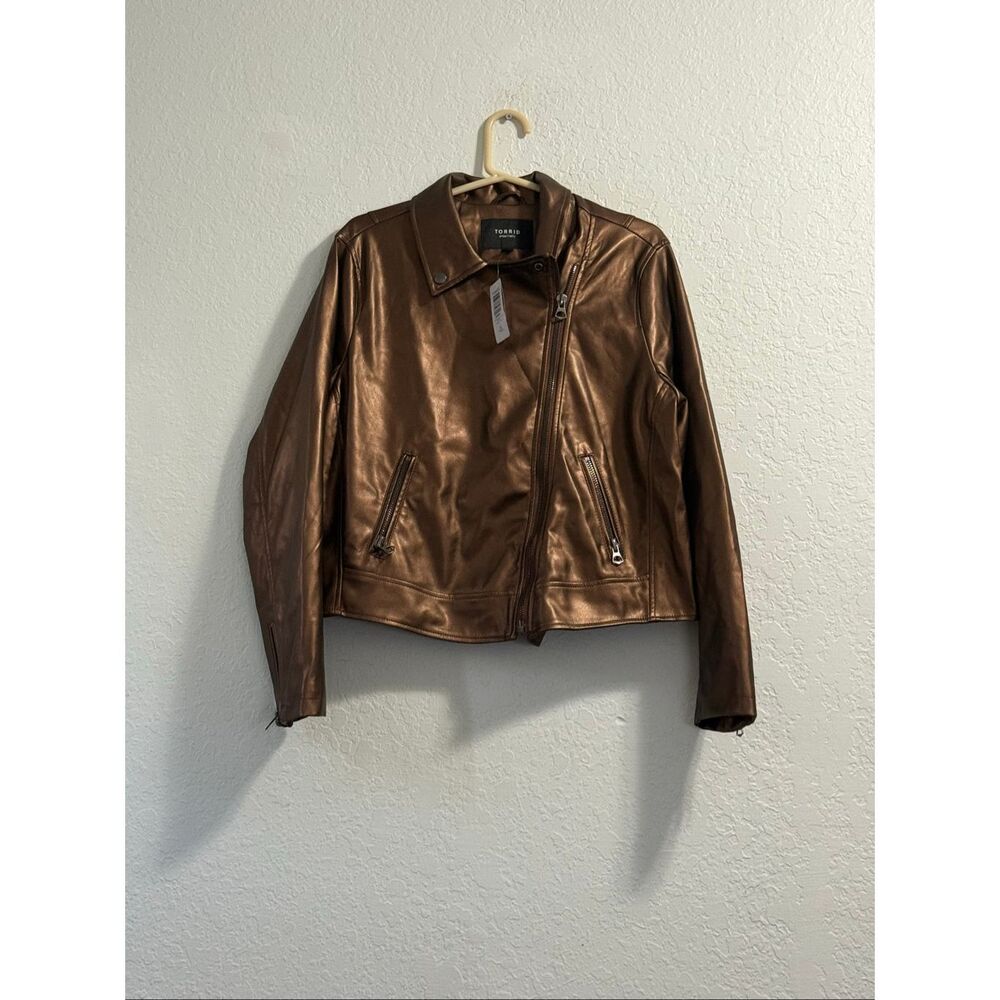 NEW Torrid Faux Leather Asymmetrical Moto Jacket Copper Women's size 1 1x